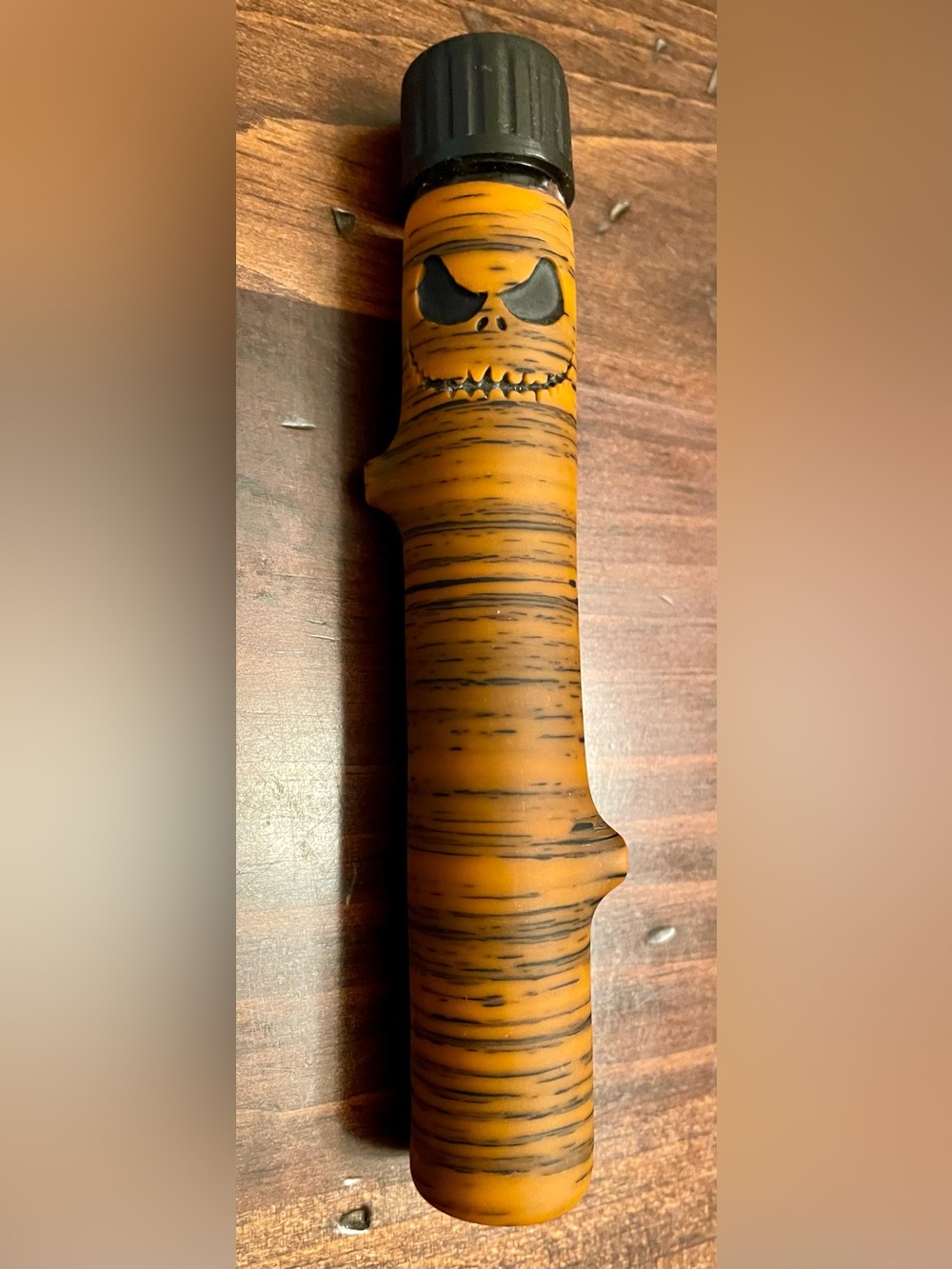 Handmade Glass Storage Tube - Orange ‘Pumpkin Jack’ - NEW / UNUSED